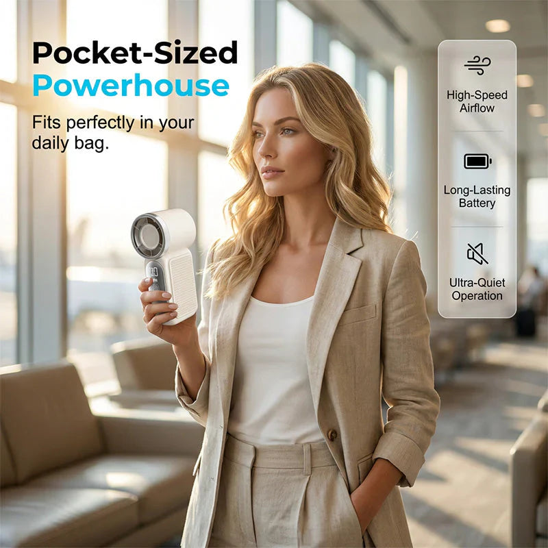 ๐จ Mini Handheld Fan with LED Display| ๐ง6 speeds, 10.7 hours of cool| Weighs nothing โ goes anywhere