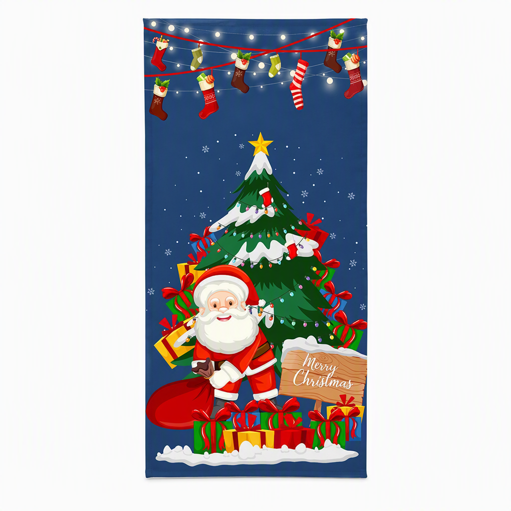 🎄🚪50% KORTING! Weg met fladderende, verkreukelde kerstbanner! Deze luxe deurhoes van dik polyester geeft je voordeur direct prachtige kerstlook!