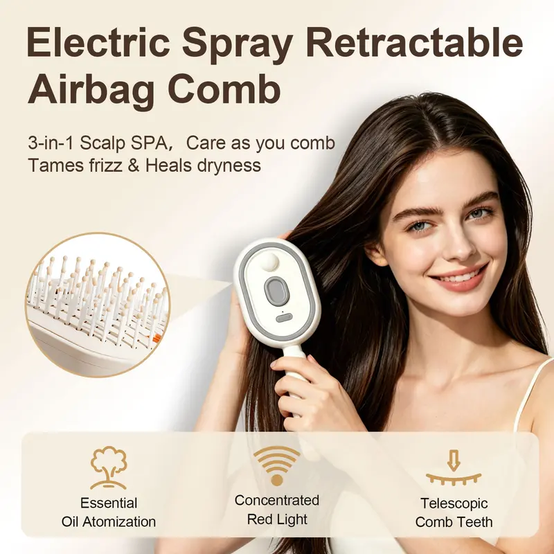 Novveo™ Electric Mist Comb – Hydrates, Detangles & Smooths Frizz