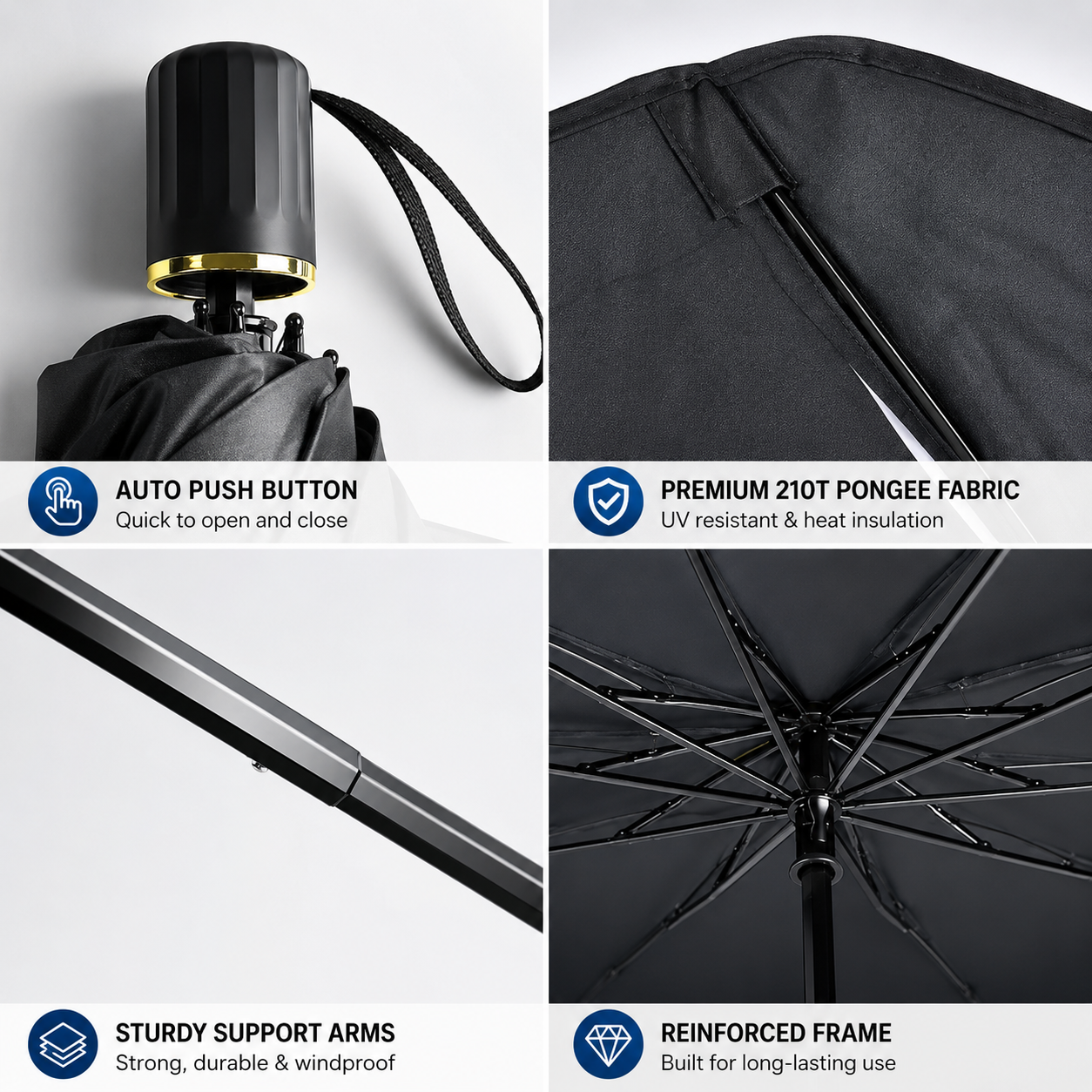 ☀️Premium Auto Windshield Sun Shade – Maximum Heat Insulation, 99% UV Protection & Compact Foldable Design