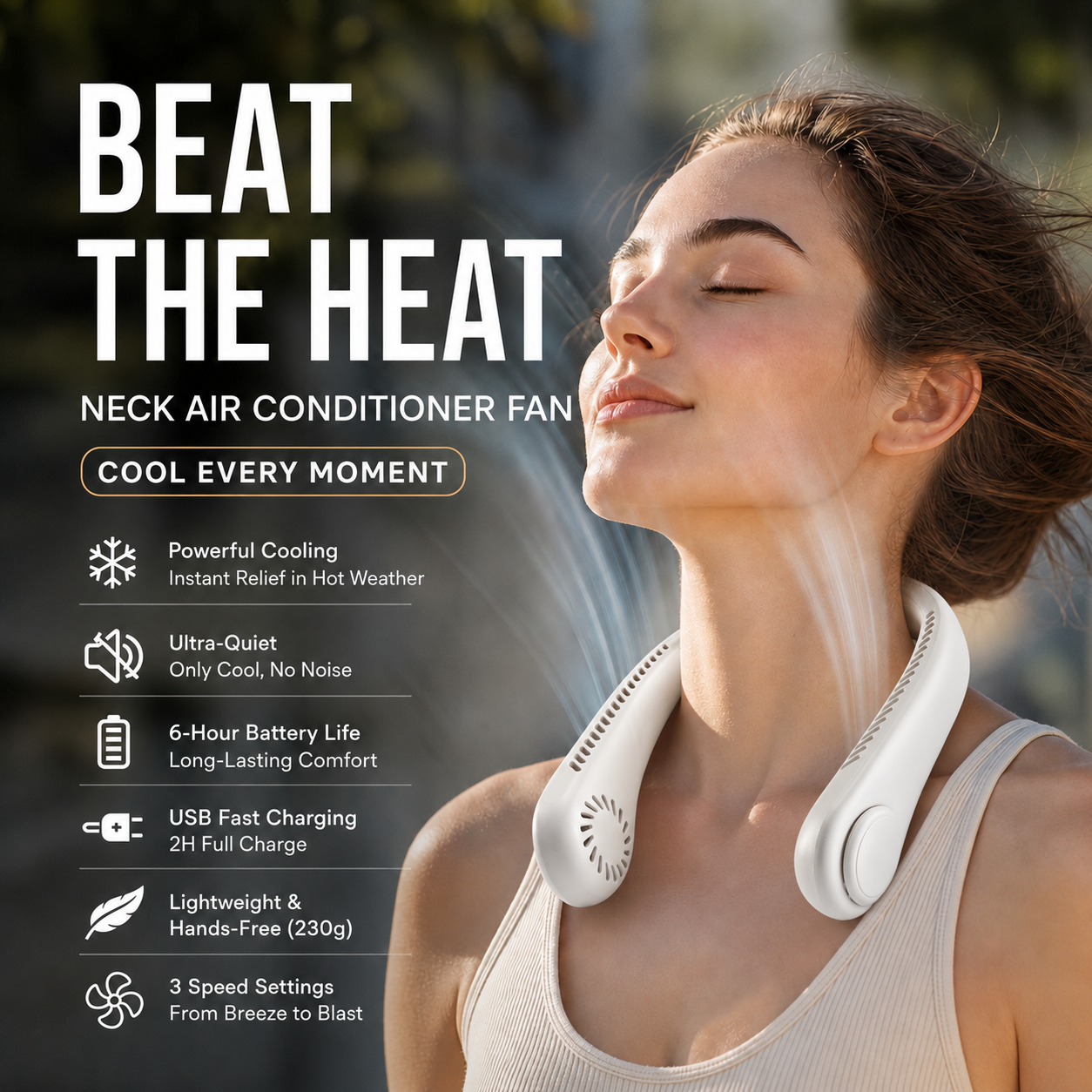 Novveo™ 🥳 HOT SALE 🥳 50K+ SOLD! 🍃 Neck Air Conditioner Fan – Quiet, Hands-Free Cooling 😎🌬️