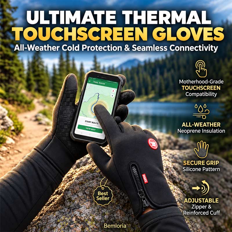 🔥Waterproof Touchscreen Thermal Gloves — Stay Warm, Dry & Connected All Winter