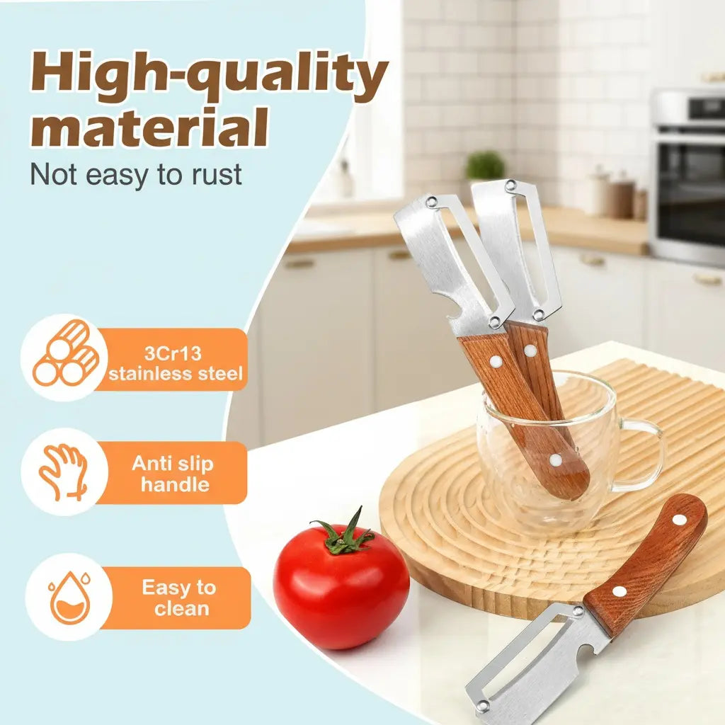 Novveo™ Wooden-Handled Stainless Steel Shredder and Peeler