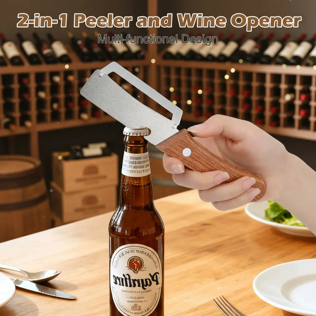 Novveo™ Wooden-Handled Stainless Steel Shredder and Peeler
