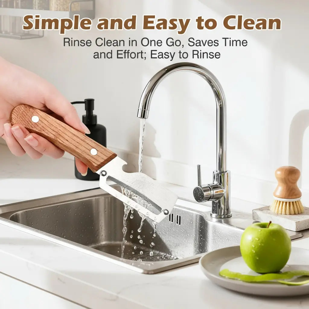 Novveo™ Wooden-Handled Stainless Steel Shredder and Peeler