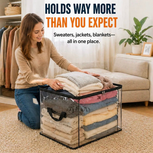 ⏳LAST DAY BUY 3 GET 2 FREE!!💕Novveo™ Transparent Storage Bag – Large, Dust & Moisture-Proof with Handle✨