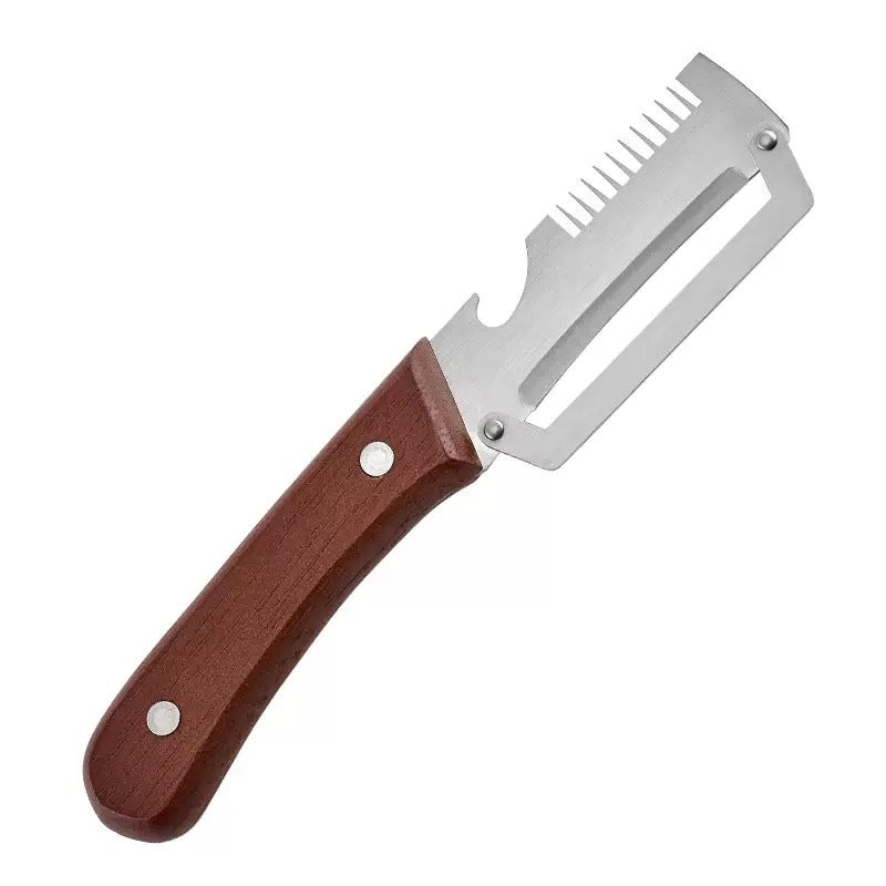 Novveo™ Wooden-Handled Stainless Steel Shredder and Peeler