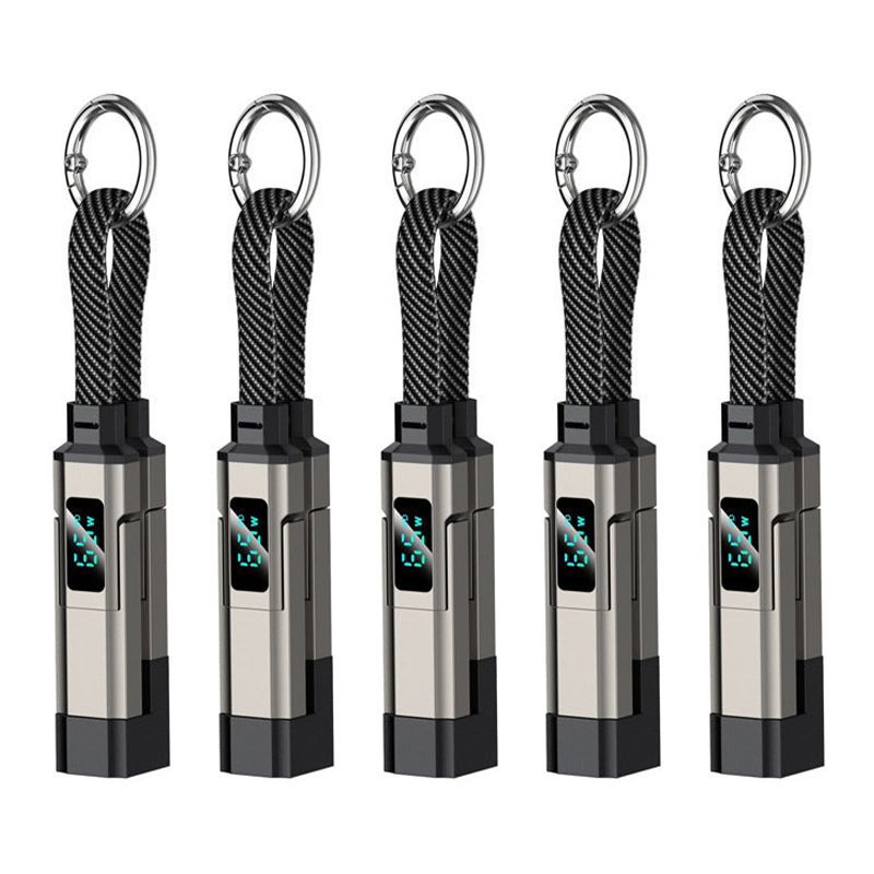 Novveo™ 4-in-1 EDC Cable - 65W Fast Charging USB-C Keychain Cord with Digital Display