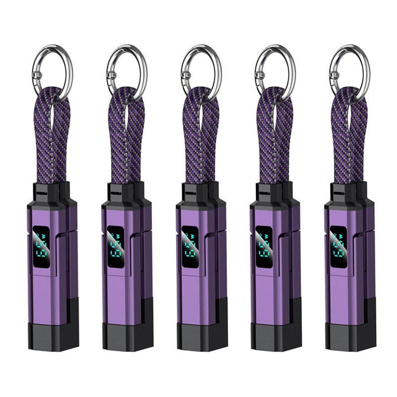 Novveo™ 4-in-1 EDC Cable - 65W Fast Charging USB-C Keychain Cord with Digital Display