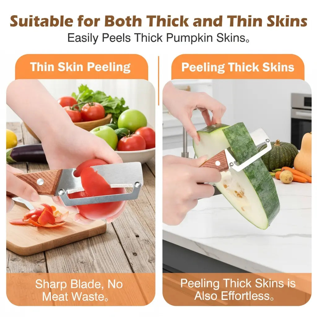 Novveo™ Wooden-Handled Stainless Steel Shredder and Peeler