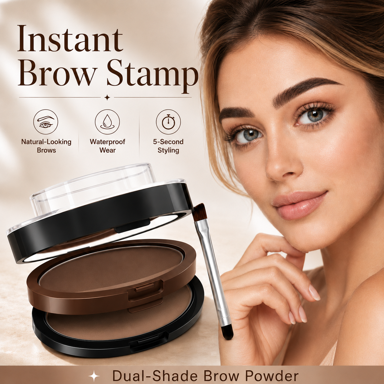Novveo™ Instant Adjustable Brow Stamp with Dual-Shade Brow Pow