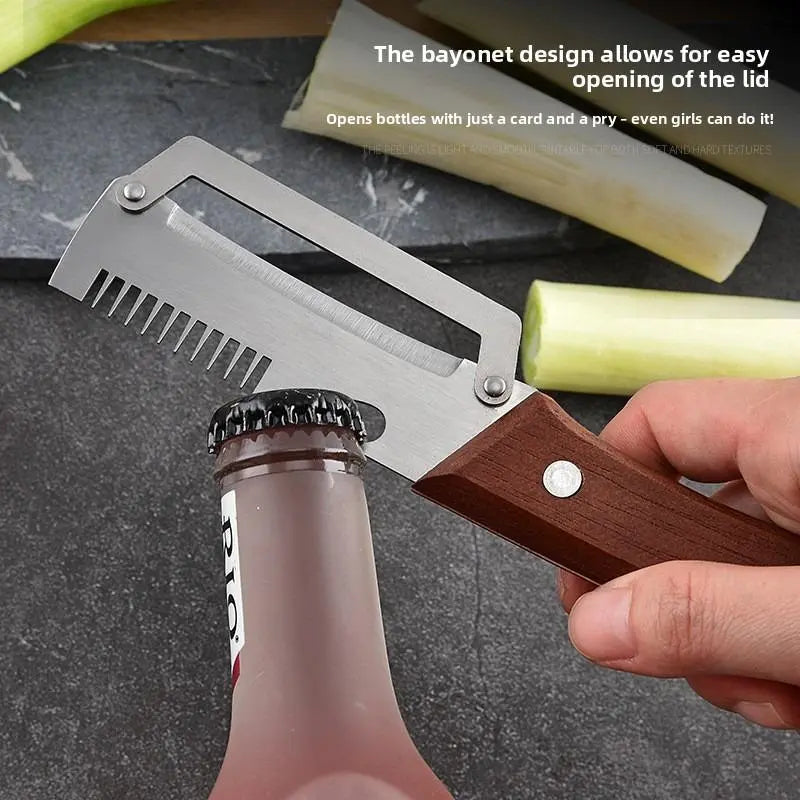 Novveo™ Wooden-Handled Stainless Steel Shredder and Peeler