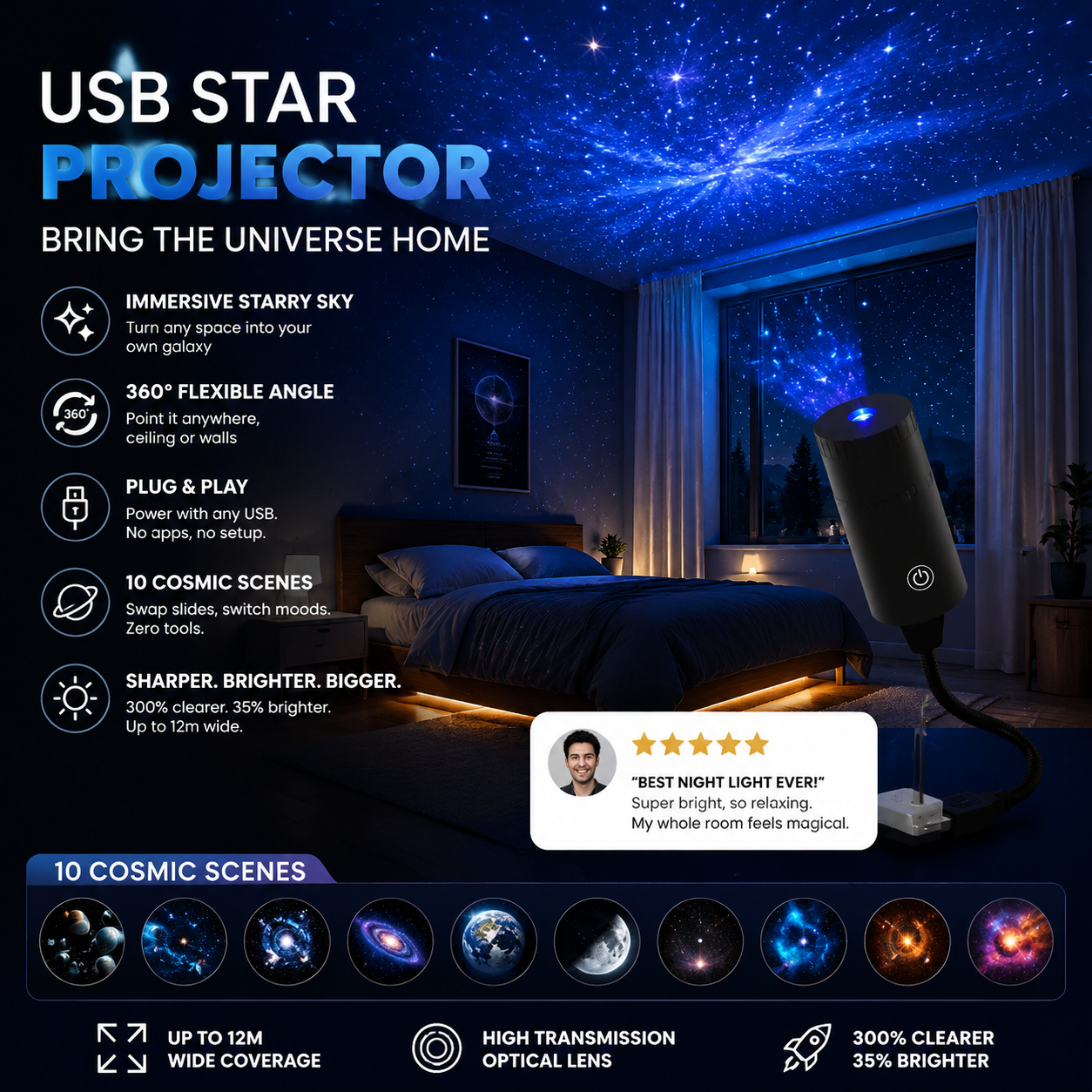 Novveo™✨Plug-and-Play HD Star Projector🥳50,000+ Happy Users