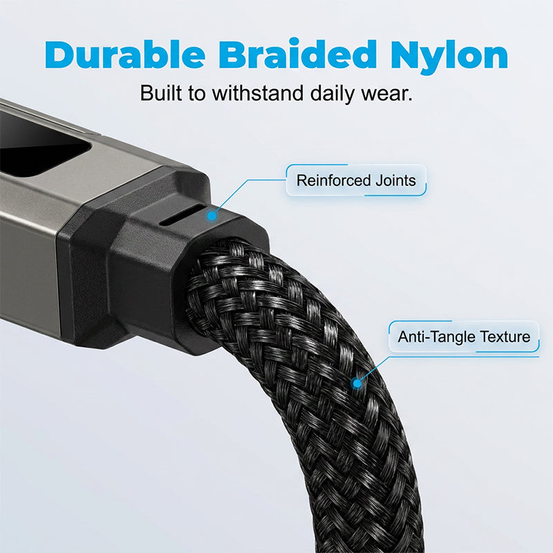 Novveo™ 4-in-1 EDC Cable - 65W Fast Charging USB-C Keychain Cord with Digital Display