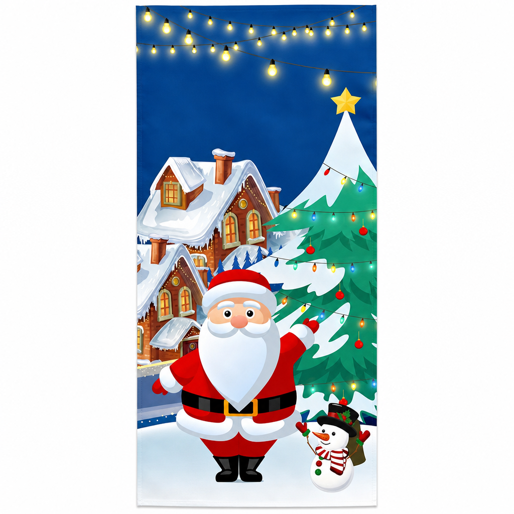 🎄🚪50% KORTING! Weg met fladderende, verkreukelde kerstbanner! Deze luxe deurhoes van dik polyester geeft je voordeur direct prachtige kerstlook!
