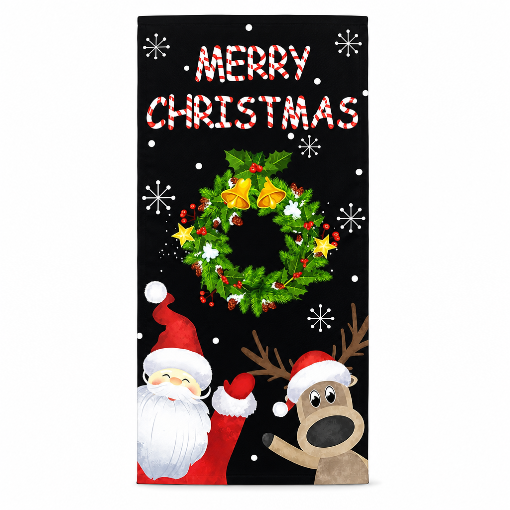 🎄🚪50% KORTING! Weg met fladderende, verkreukelde kerstbanner! Deze luxe deurhoes van dik polyester geeft je voordeur direct prachtige kerstlook!