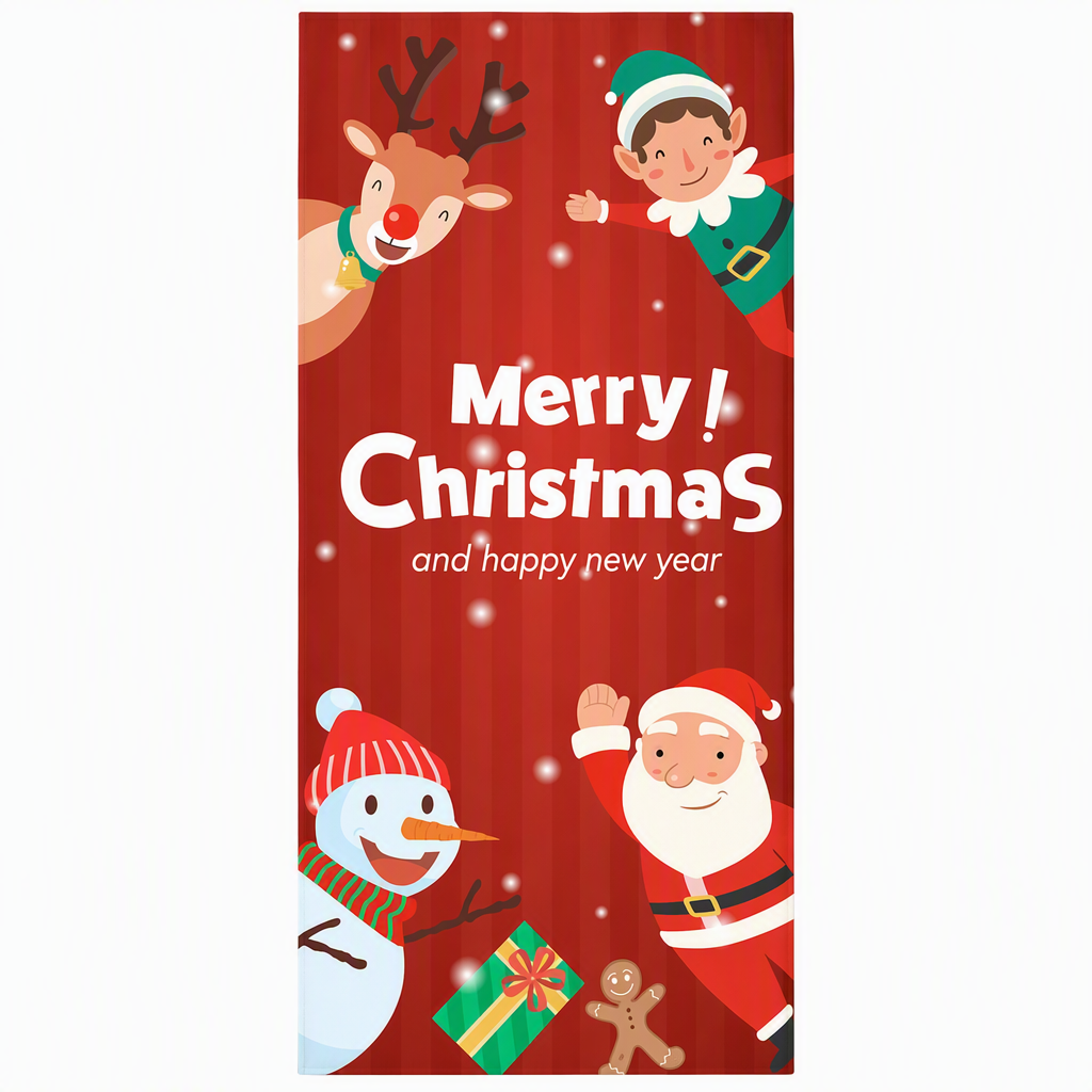 🎄🚪50% KORTING! Weg met fladderende, verkreukelde kerstbanner! Deze luxe deurhoes van dik polyester geeft je voordeur direct prachtige kerstlook!